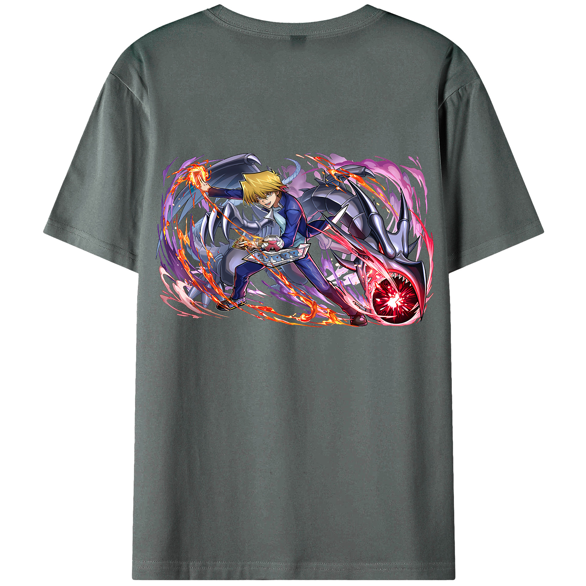 （画像用） 遊☆戯☆王 Yu-Gi-Oh! 綿100％ メンズ半袖Tシャツ（バックプリント） 通気性